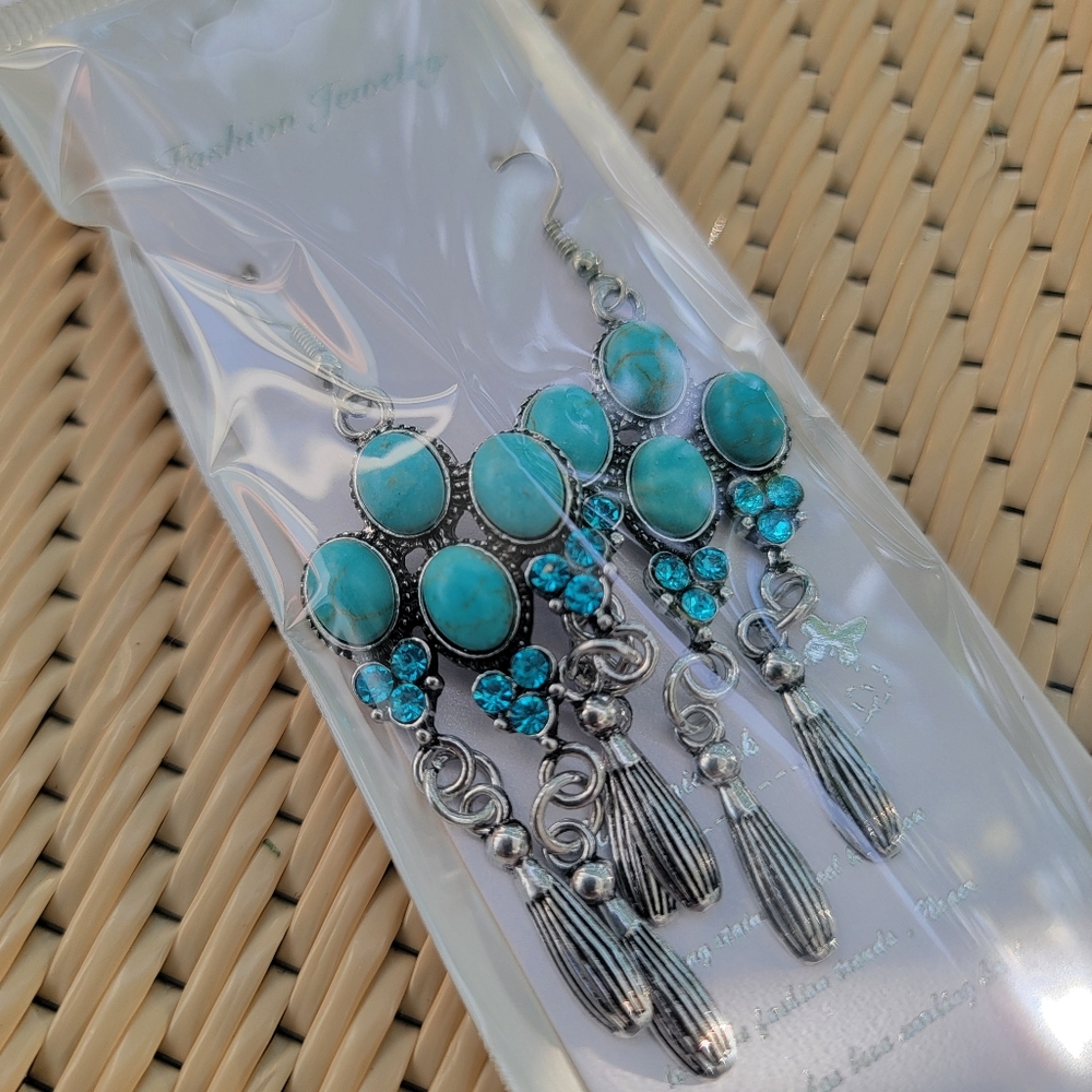 Turquoise and Silver Dangle Earrings